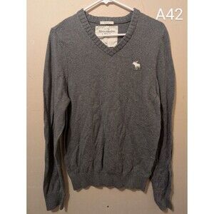 Abercrombie & Fitch A&F Wool Blend V-neck Knit Sweater XL Dark Gray